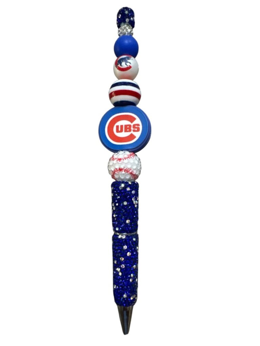 Chicago Cubs Beaded Pen With Rhinestone Accents For Fans & Collectors